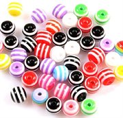 Resin perler med striber. Candy. Mix. 6 mm. 50 stk.